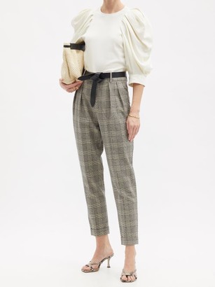 Isabel Marant Oceyo Pleated Prince Of Wales-check Twill Trousers - Grey