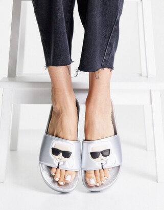 Silver Slides Shoes | Shop the world's largest collection of fashion |  ShopStyle UK
