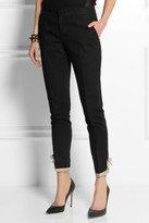 Thumbnail for your product : RED Valentino Bow-embellished cotton and linen-blend straight-leg pants
