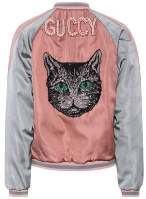 Gucci Embellished satin bomber jacket