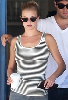 Thumbnail for your product : Tees by Tina Microstripe Tank in Olive and Cream as Seen On Emily VanCamp
