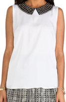 Thumbnail for your product : Milly Matte Stretch Silk Stud Collar Sleeveless Tank