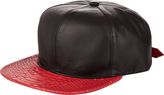 Thumbnail for your product : Just Don Leather & Python Baseball Cap-Black