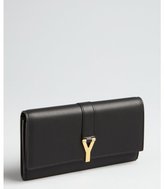Thumbnail for your product : Saint Laurent black leather y-buckle strapped continental wallet