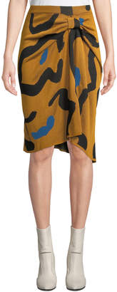 Christian Wijnants Kazu Draped Leopard-Print Jacquard Sweater Skirt