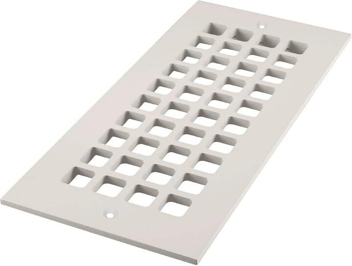 Reggio Registers Square Series 12 in. x 4 in. White Aluminum Grille Vent Cover for Home Floors and Walls with Mounting Holes