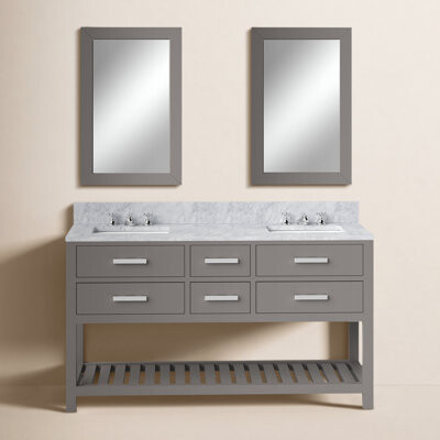 Cronin 72" Carrara White Marble Countertop Bath Vanity with Faucet and Mirror