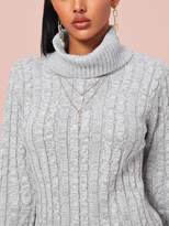 Thumbnail for your product : Shein Turtleneck Cable Knit Sweater Dress