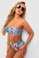 Thumbnail for your product : boohoo Tropical High Waisted Underwired Bikini