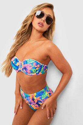 boohoo Tropical High Waisted Underwired Bikini