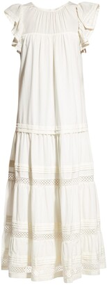 Marie Oliver Willow Tiered Lace-Inset Midi Dress