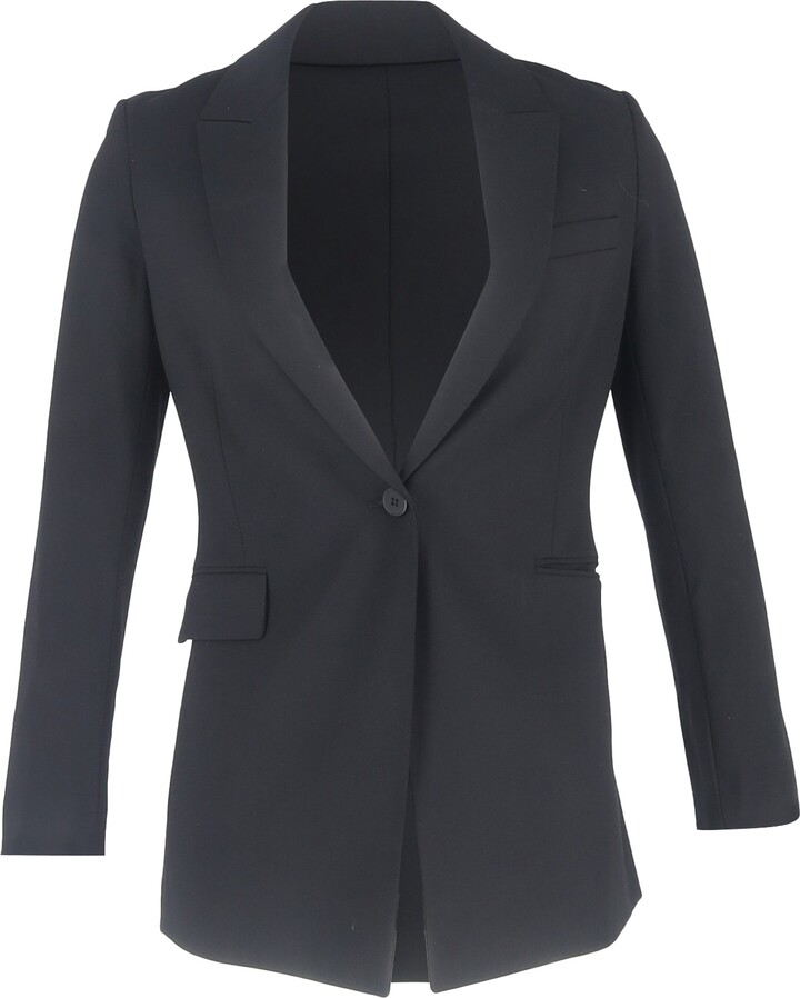 Theory Etiennette Single-Breasted Blazer with Pockets in Black Wool