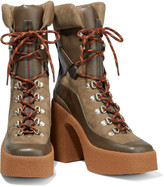 Thumbnail for your product : Stella McCartney Lace-up Faux Suede And Leather Platform Ankle Boots