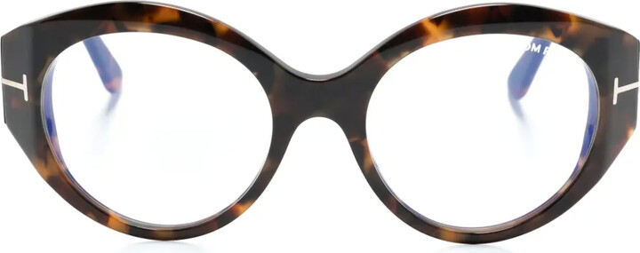 Tom Ford Eyewear Tortoiseshell Oval-Frame Glasses
