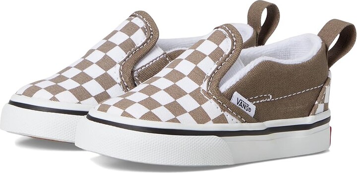 Vans Kids Slip-On V (Infant/Toddler) Kid's Shoes Color Theory Checkerboard Walnut : 7.5 Toddler M, Canvas