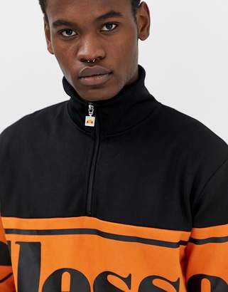 Ellesse Panel Logo Sweatshirt With 1/4 Zip In Black
