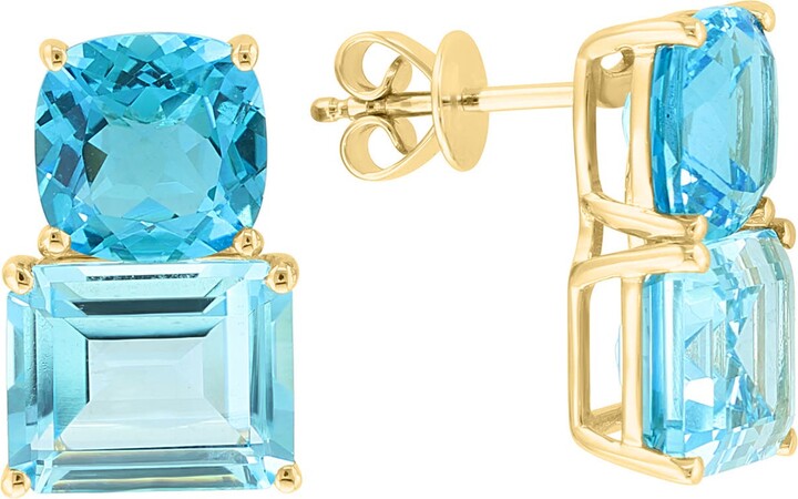 Effy 14K Yellow Gold Blue Topaz & Sky Blue Topaz Stud Earrings