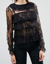 Thumbnail for your product : ASOS Top With Ruffle Collar In Lace