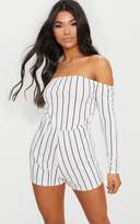 Thumbnail for your product : PrettyLittleThing Micah White Stripe Playsuit