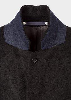 Men's Black Alpaca-Wool Blend Overcoat
