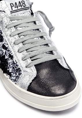 P448 Sequin panel leather sneakers