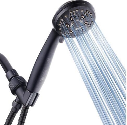Xelite AquaDance High Pressure 6-Setting Oil Rubbed Bronze Handheld Shower Head with Stainless Steel Hose. Officially Independently Tested to Meet Strict...