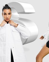 Thumbnail for your product : ASOS DESIGN nylon tech shacket with quilted lining in white