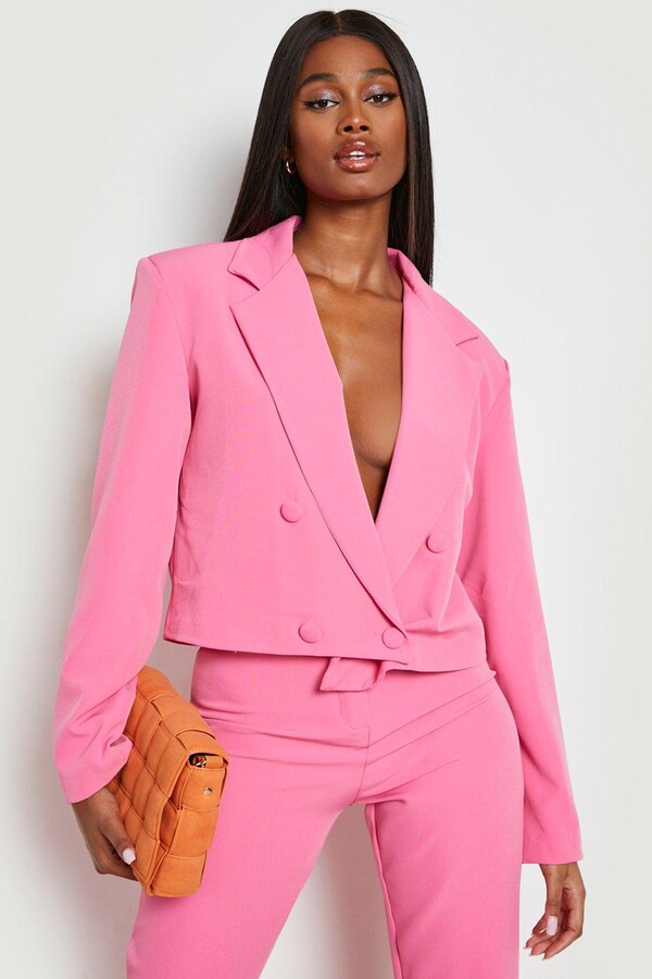 pale pink cropped blazer