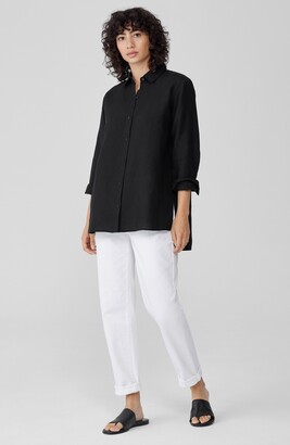 Eileen Fisher Classic Collar Easy Linen Button-Up Shirt