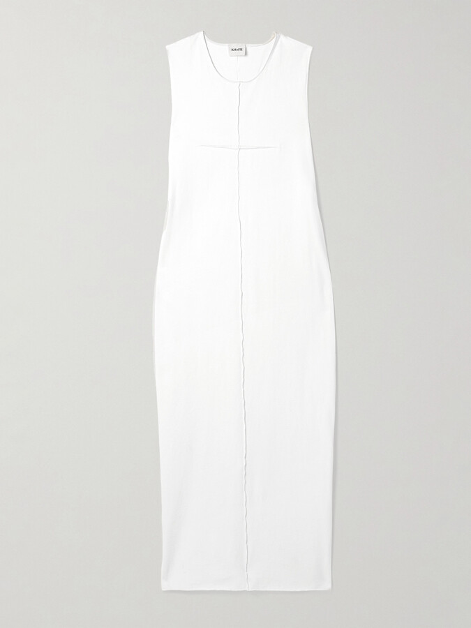 KHAITE Hal Paneled Cotton-jersey Midi Dress - White