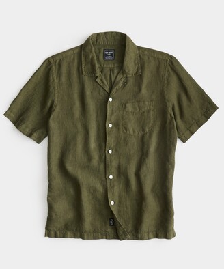 Men's Camp Collar Mesh Button-Up Shirt in Green | Size XL | Abercrombie & Fitch
