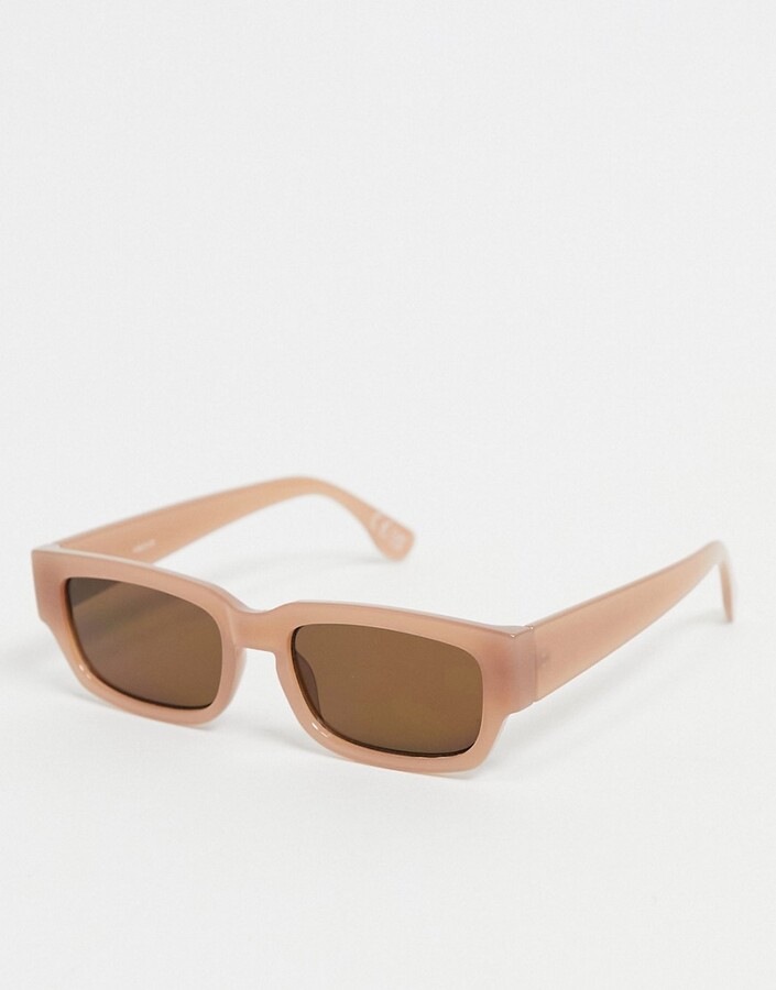 ASOS DESIGN mid flat top square sunglasses in brown ShopStyle