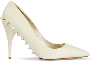 valentino white studded heels