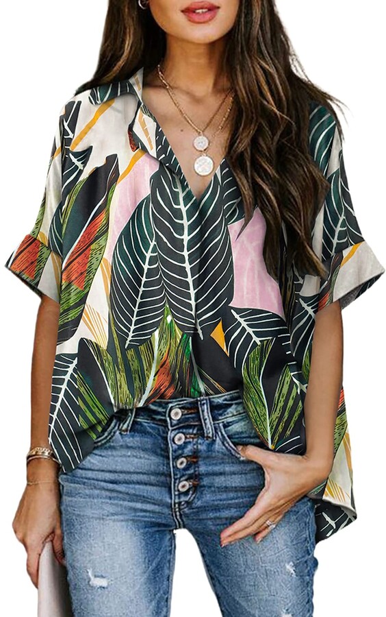 Willow S Women 2019 Fashion Casual Vintage Floral Print Long Sleeves V-Neck Bodice Loose Blouse Shirt Tops 