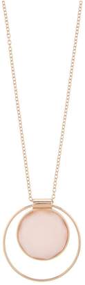 Accessorize Circle Stone Long Pendant Necklace - Pink