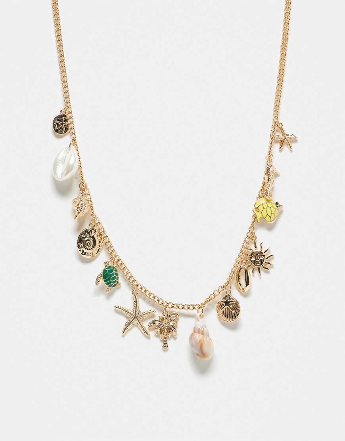 Reclaimed Vintage unisex charm necklace with holiday charms