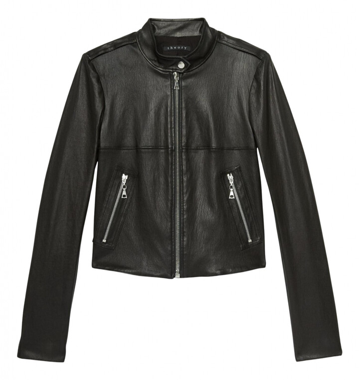 Theory black Leather Jackets - ShopStyle