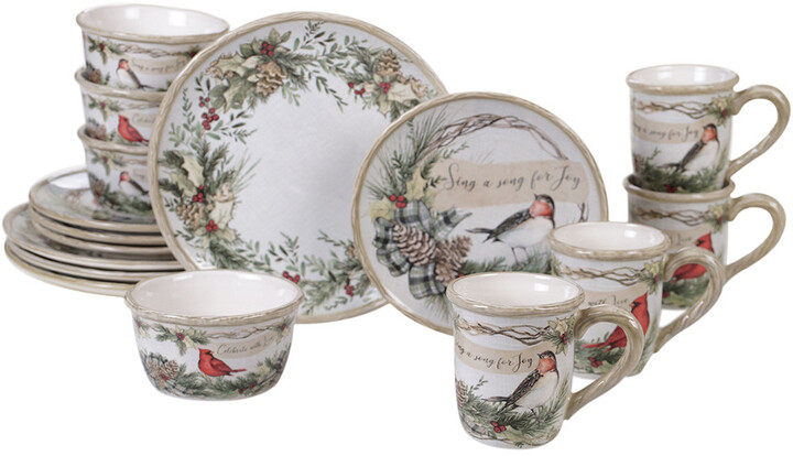 Certified International Holly and Ivy 16pc Dinnerware Set