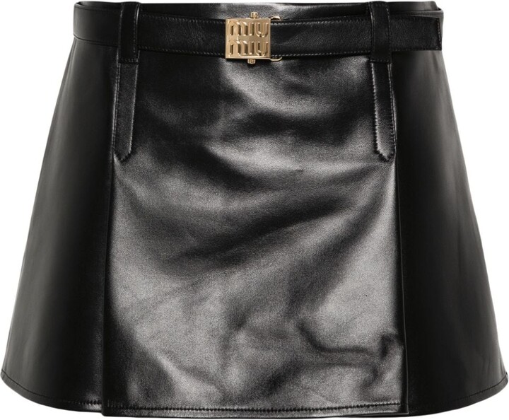 Buy DingCo Women's Faux Leather Black Mini Skirt Classic high