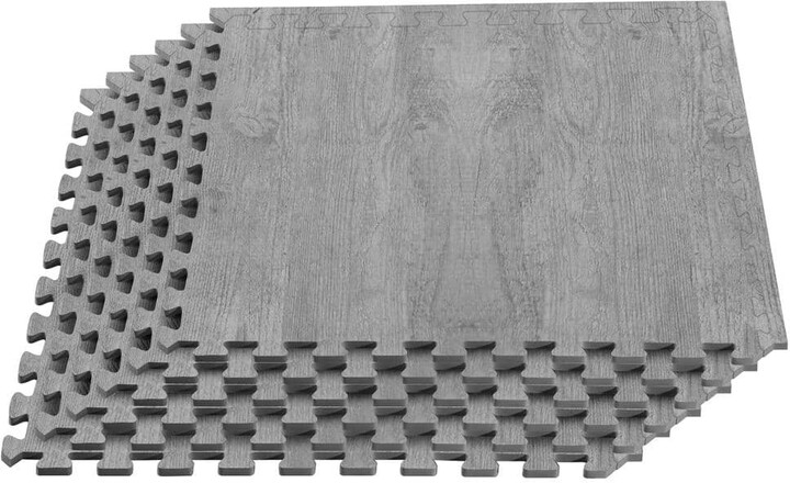 Forest Floor Weathered Fence Gray Printed Wood Grain 24 in x 24 in x 3/8" Interlocking EVA Foam Flooring Mat (12 Tiles), (48 sq. ft.)