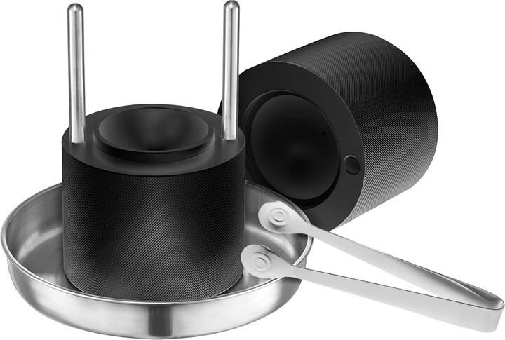 KFFKFF Ice Sphere Press Set, Aircraft-Grade Aluminum Ice Shaper with Ice Cube Mold, Oversized Mat, Clamp, Drip Pan, Single Glass, Round Ice Ball Creator 2.4"/60 mm Ice Globe, for Whiskey, Cocktail