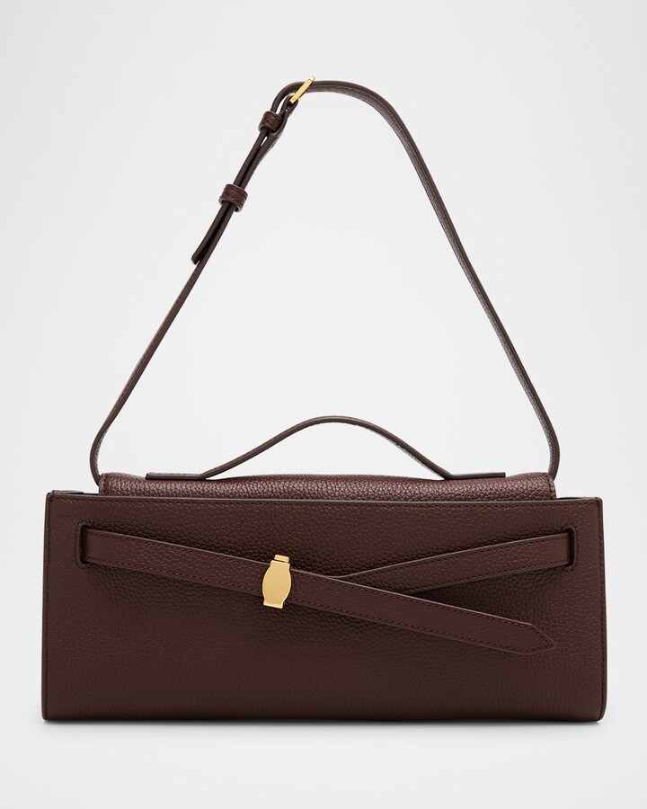 Veronica Beard Dash Belted Grain Leather Clutch Bag