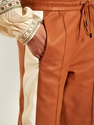 Isabel Marant Coy Side Stripe Leather Track Pants - Womens - Tan