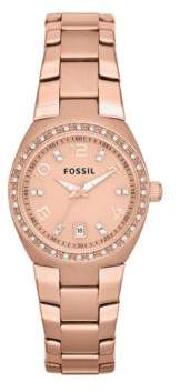 Fossil Ladies Rose Goldtone and Crystal Watch