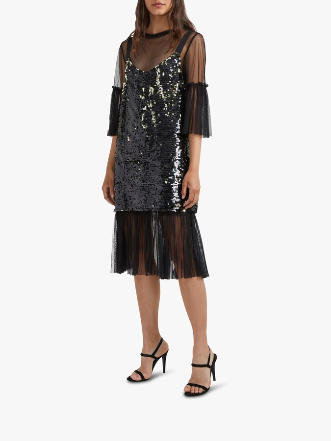 French Connection Eve Sequin Midi Dress, Black ShopStyle