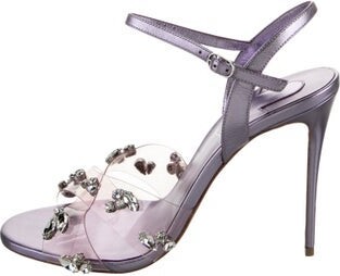Christian Louboutin Leather Crystal Embellishments Sandals w/ Tags