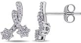 Thumbnail for your product : Laura Ashley 10K White Gold Floral Cluster Stud Earrings with Diamond Accents