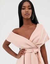 fallen shoulder prom dress with tie detail
