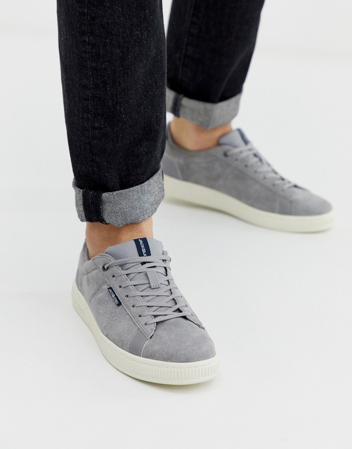 Jack and Jones suede sneaker with comfort lining in gray - ShopStyle