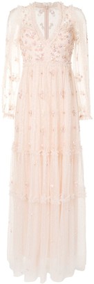 Needle & Thread Floral Sequin Embellished Ruffle Detail Dress